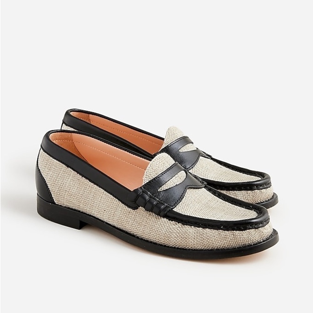 J Crew Winona penny loafers in Spanish canvas BX920